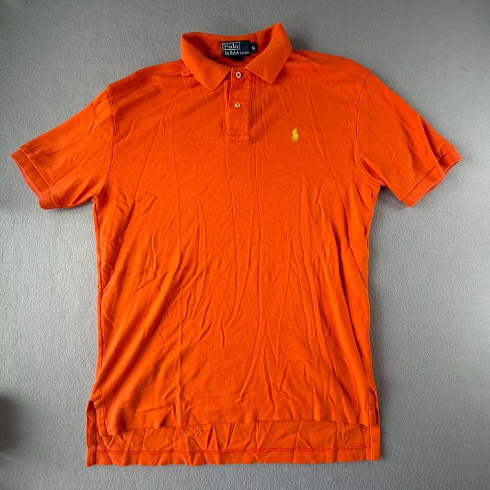 Polo Ralph Lauren Polo Shirt Mens Medium Orange Pony Logo Cotton Preppy Golf Top